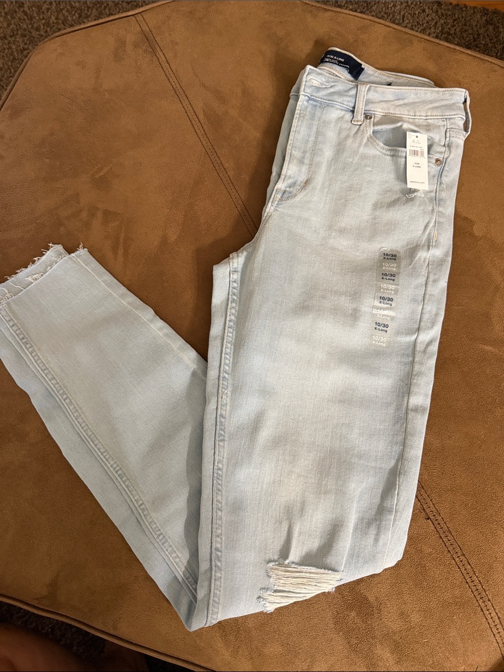 GAP Factory Light Blue Skinny Jeans with Distressed Hem